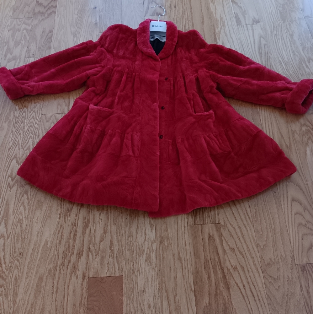 RED SHEARED MINK COAT